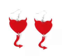 Boucles d'oreilles coeur diable rouge