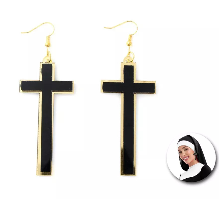 Translation missing: fr.Pendientes de Cruces negro y dorado