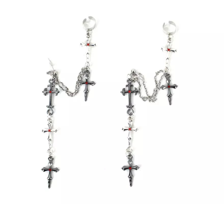 Translation missing: fr.Pendientes de Cruz Gótico con cadenas