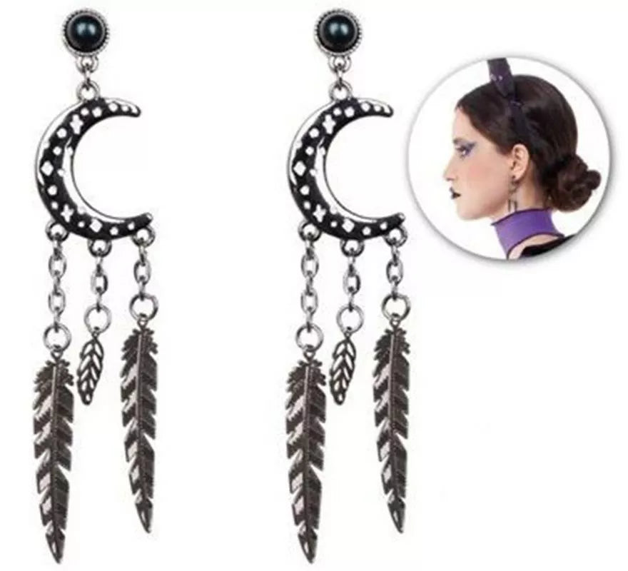 Translation missing: fr.Pendientes de Medias Lunas con Plumas