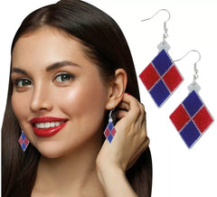 Boucles d'oreilles en diamants bleus et rouges