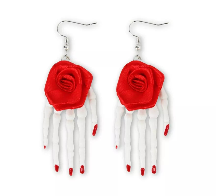 Translation missing: fr.Pendientes de Rosas con manos de esqueleto