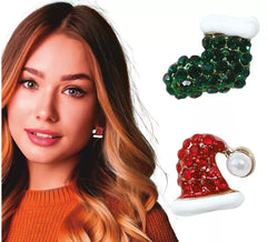 Boucles d'oreilles chapeau et bas de Noël