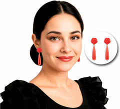 Boucles d'oreilles en forme de larme, de style sévillani ou flamenco, de différentes couleurs