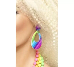 Boucles d'Oreilles Larmes Multicolore Années 80