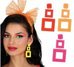 Boucles d'oreilles néon années 70 de couleurs assorties