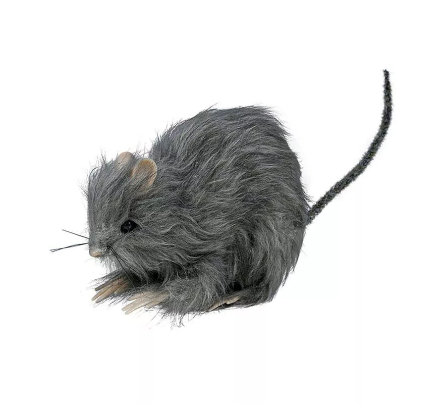 Pequeña Rata Peluda gris de 15 cm