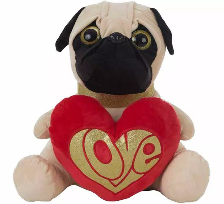 Translation missing: fr.Perro Pug de peluche con Corazón en varios tamaños