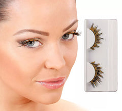 Faux cils dorés avec colle