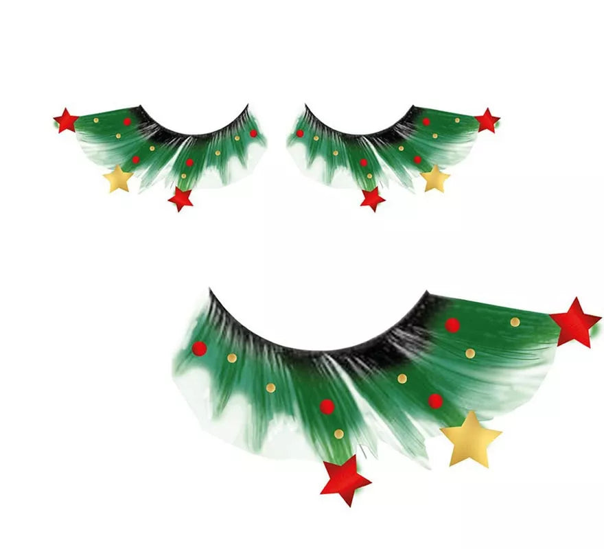 Translation missing: fr.Pestañas verdes con Estrellas Navideñas