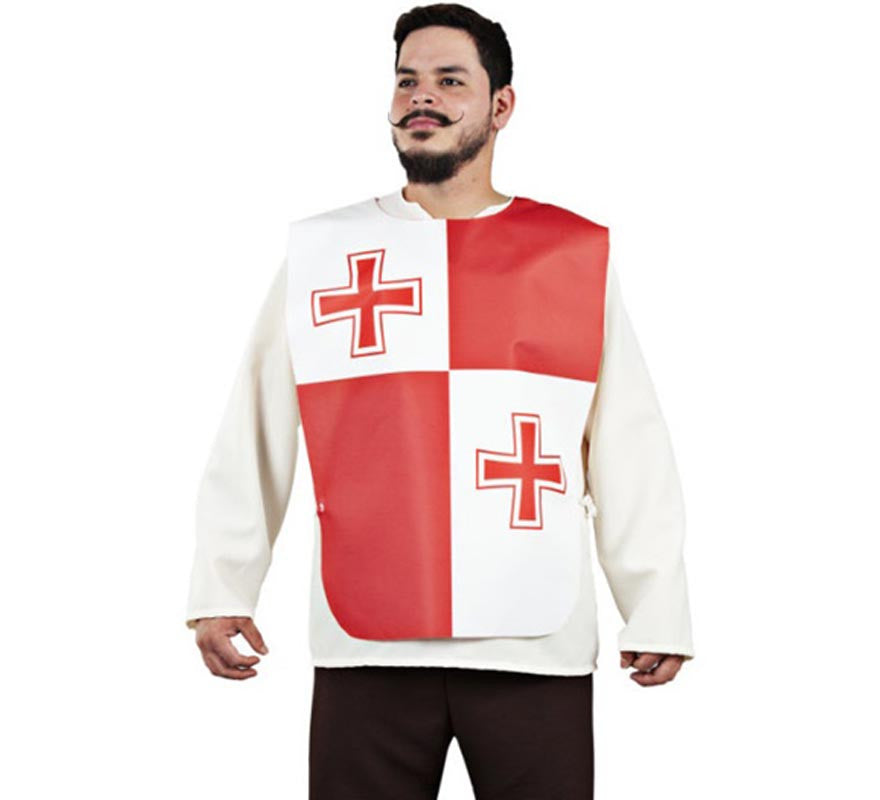 Translation missing: fr.Peto Medieval Doble Cruz roja para adulto