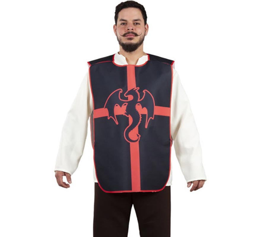 Translation missing: fr.Peto Medieval Dragón negro con rojo para adulto