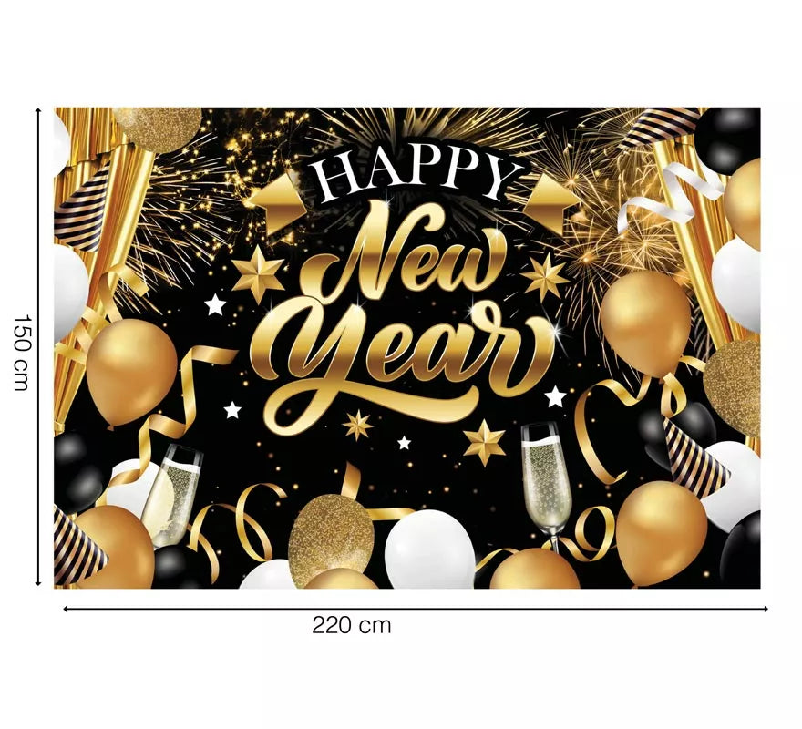 Translation missing: fr.Photocall Happy New Year de 220x150 cm