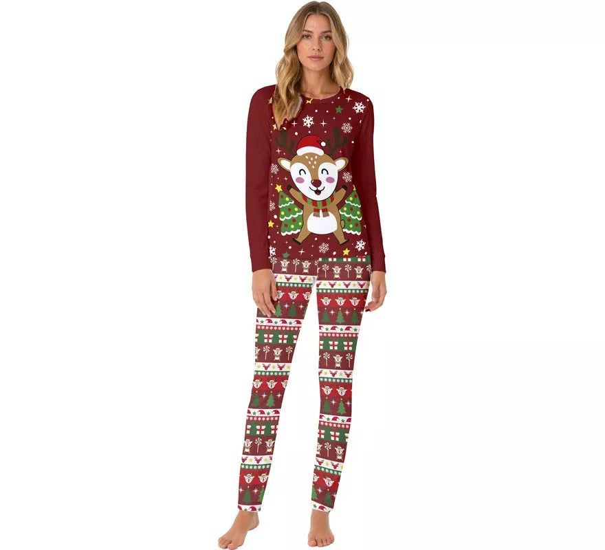 Translation missing: fr.Pijama Navideño de Reno de 2 Piezas para mujer