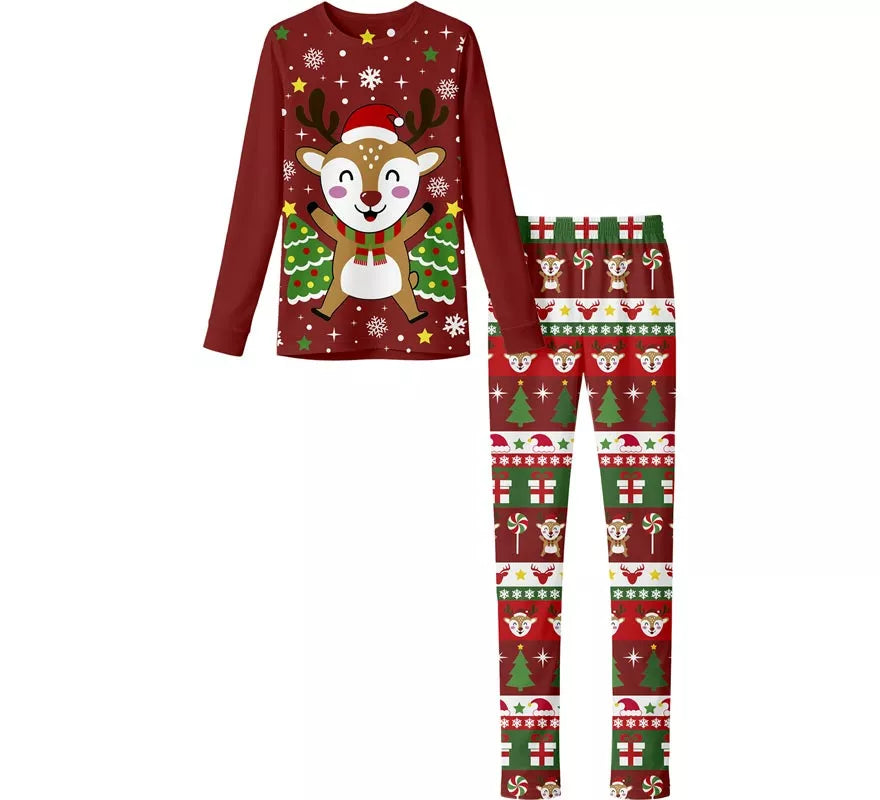 Pijama Navideño de Reno de 2 Piezas para niños