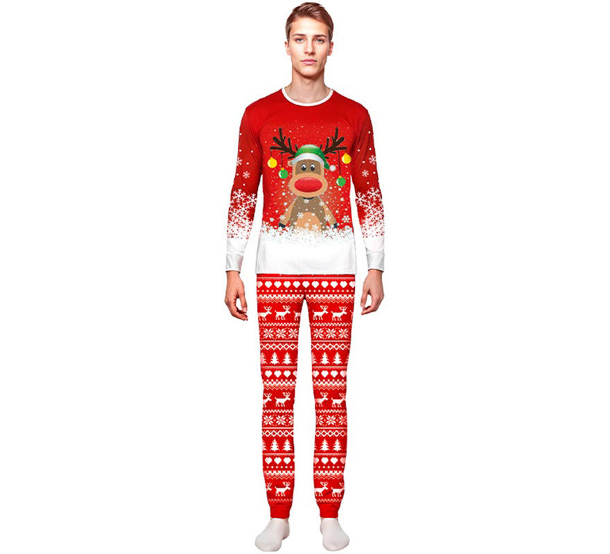 Translation missing: fr.Pijama Navideño de Reno para adultos