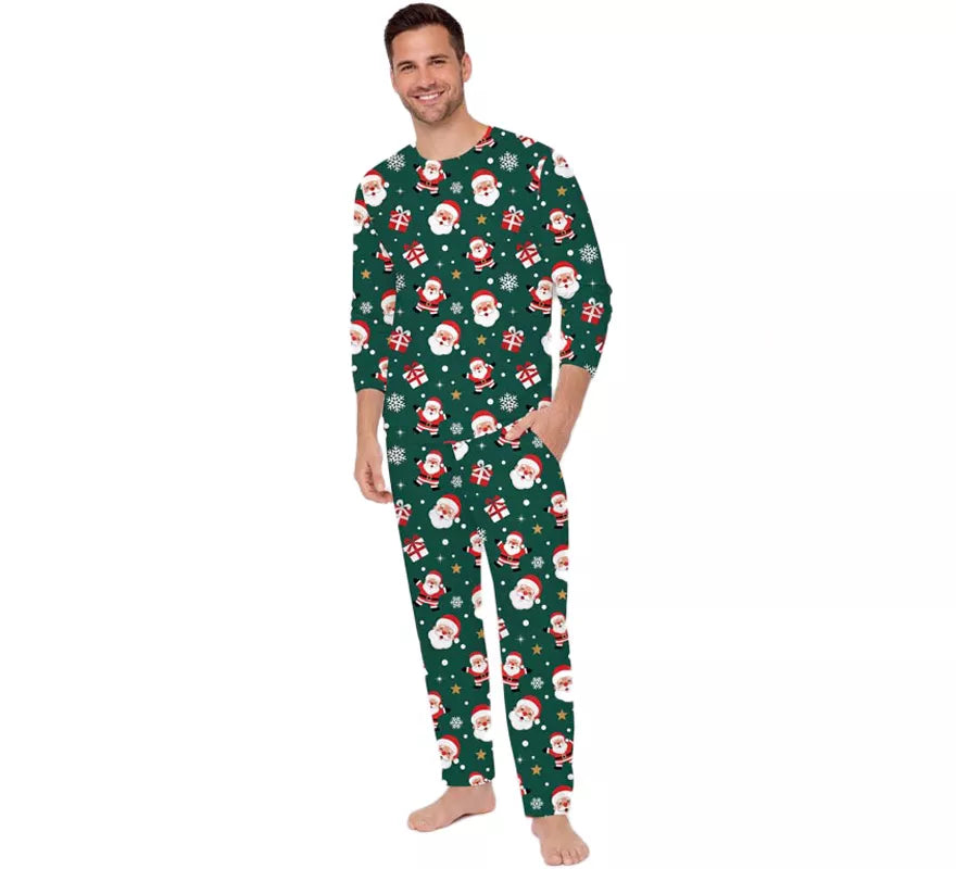 Translation missing: fr.Pijama Navideño verde de 2 Piezas para hombre