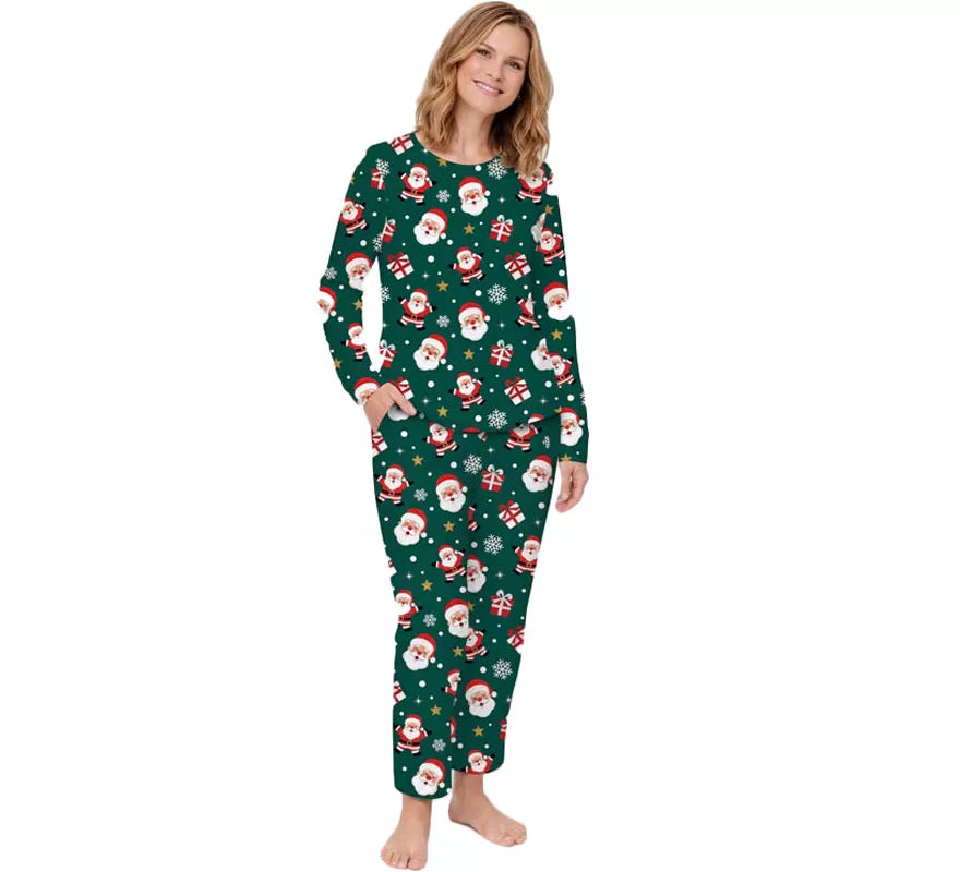 Translation missing: fr.Pijama Navideño verde de 2 Piezas para mujer