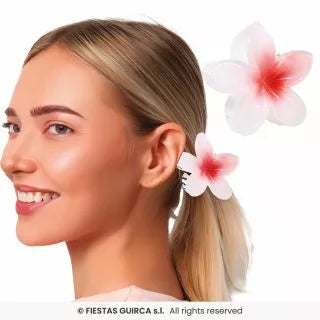 Translation missing: fr.Pinza Flor para Pelo de 8 cm blanca y centro en varios colores