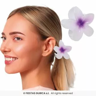 Translation missing: fr.Pinza Flor para Pelo de 8 cm blanca y centro en varios colores