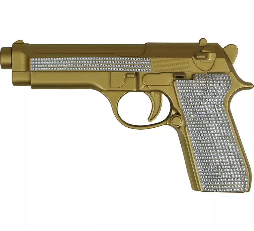 Translation missing: es.Pistola con Brillantes dorada de 25 cm