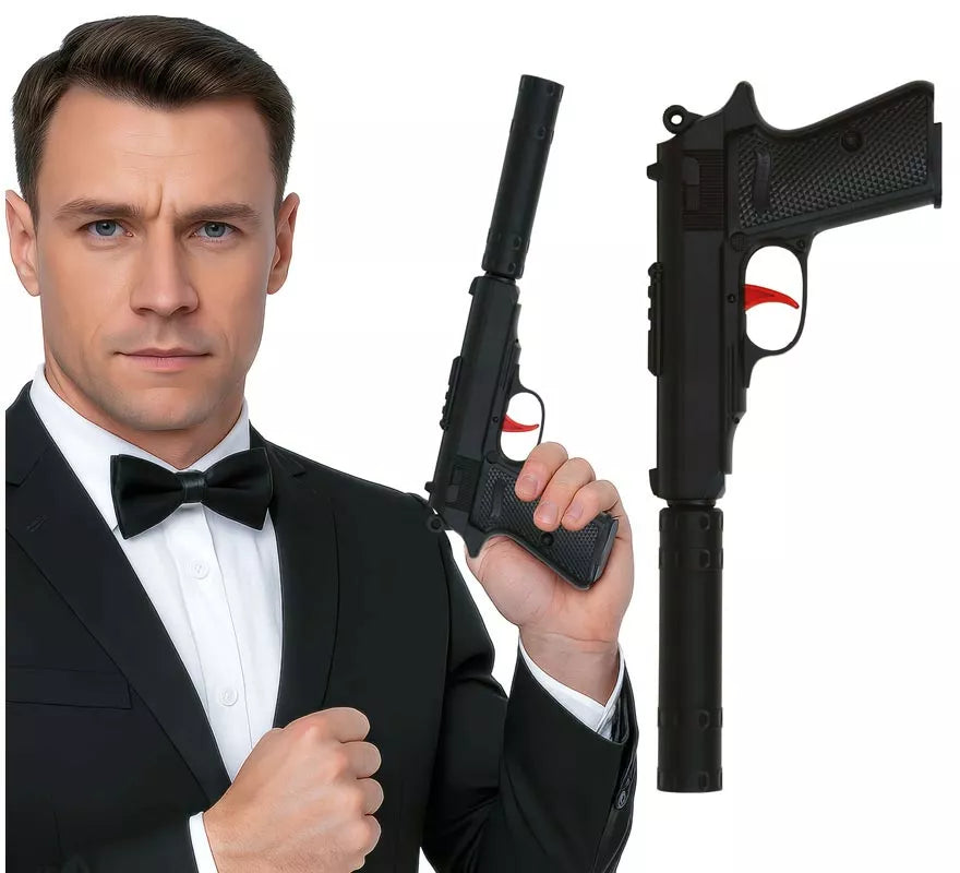Translation missing: fr.Pistola de Agente Secreto con Silenciador de 29 cm de Plástico