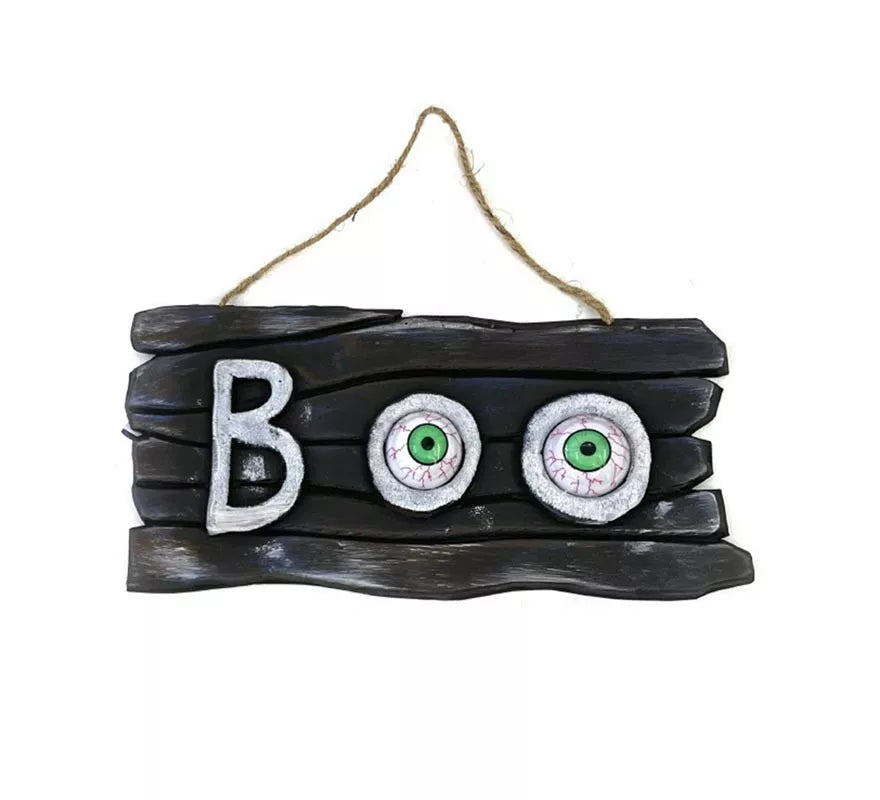 Translation missing: fr.Placa Boo colgante con ojos de 30x15 cm