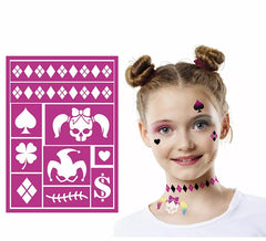 Pochoir de maquillage enfant Arlequina fuchsia 14x20 cm
