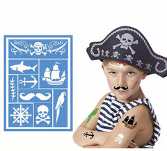 Gabarit de maquillage pirate enfant bleu 14x20 cm