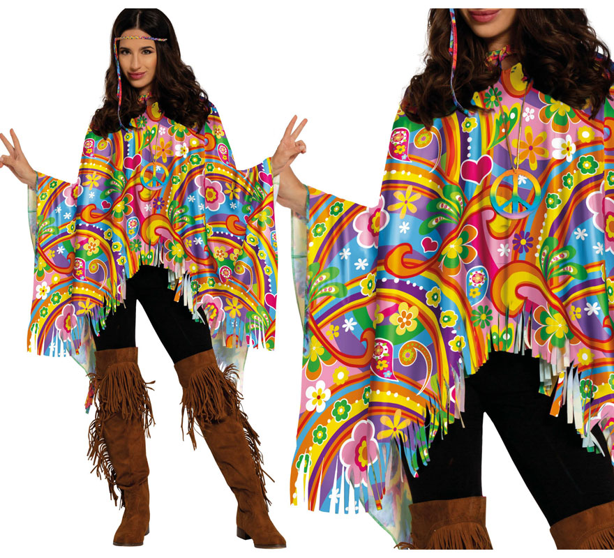 Translation missing: fr.Poncho Hippie multicolor adulto