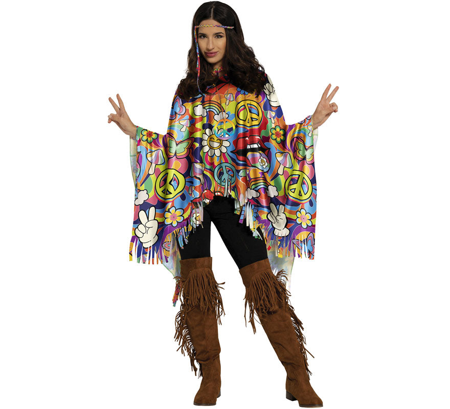 Translation missing: fr.Poncho Hippie Paz multicolor adulto