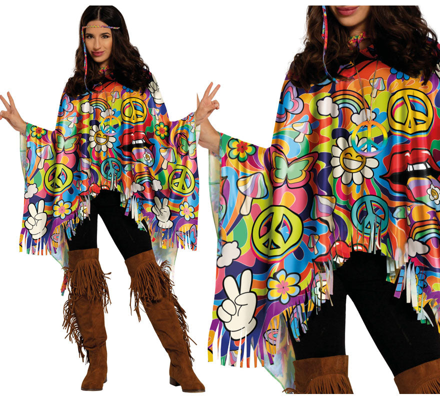Translation missing: fr.Poncho Hippie Paz multicolor adulto