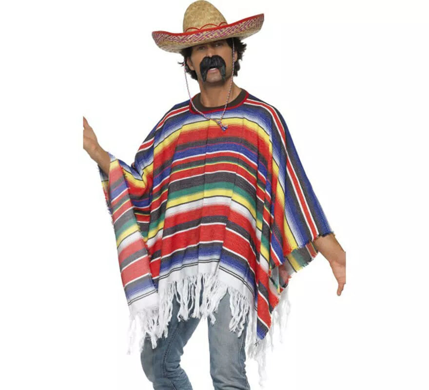 Translation missing: fr.Poncho Mexicano multicolor deluxe para adulto