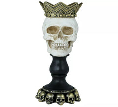 Bougeoir en résine tête de mort 25x12 cm