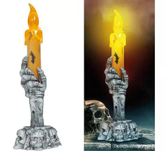 Bougeoir tête de mort avec bougie LED 15 cm