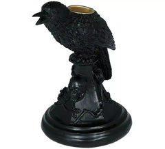 Bougeoir Corbeau en résine 16x10 cm