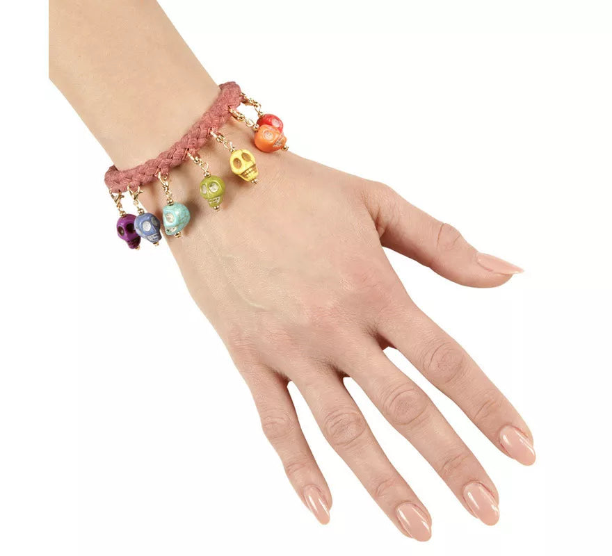 Translation missing: fr.Pulsera de Cuerda con 7 Calaveras de Colores