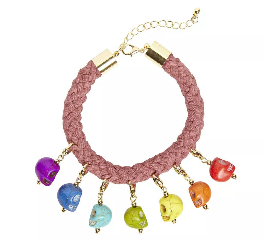 Translation missing: fr.Pulsera de Cuerda con 7 Calaveras de Colores