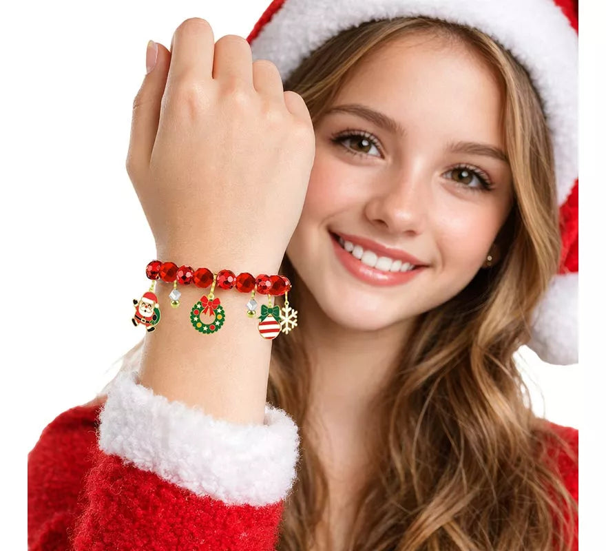 Translation missing: fr.Pulsera roja con Colgantes de Reno y Árbol de Navidad
