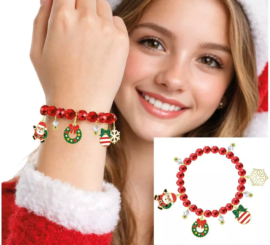 Translation missing: fr.Pulsera roja con Colgantes de Reno y Árbol de Navidad