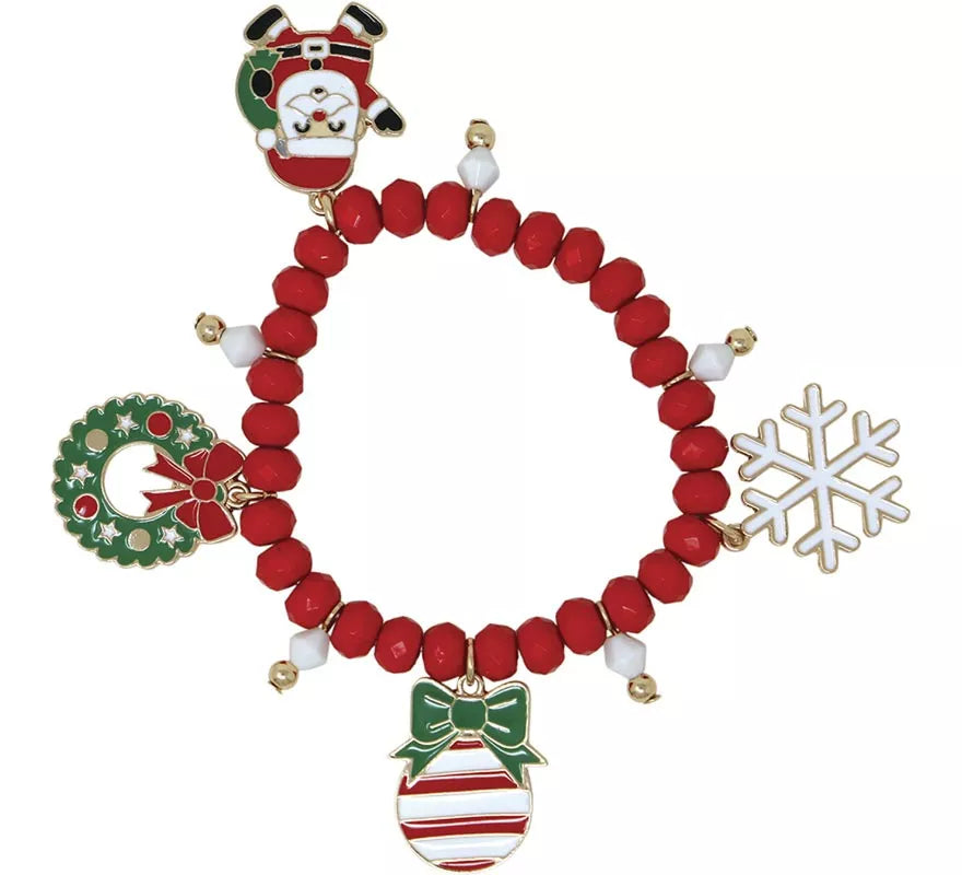 Translation missing: fr.Pulsera roja con Colgantes de Reno y Árbol de Navidad