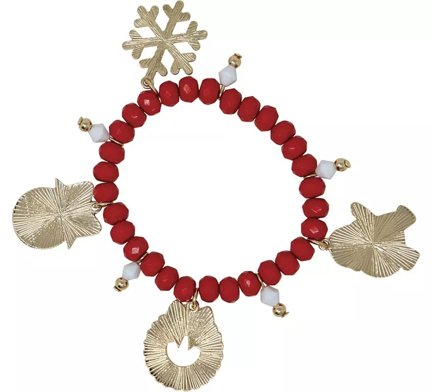 Translation missing: fr.Pulsera roja con Colgantes de Reno y Árbol de Navidad