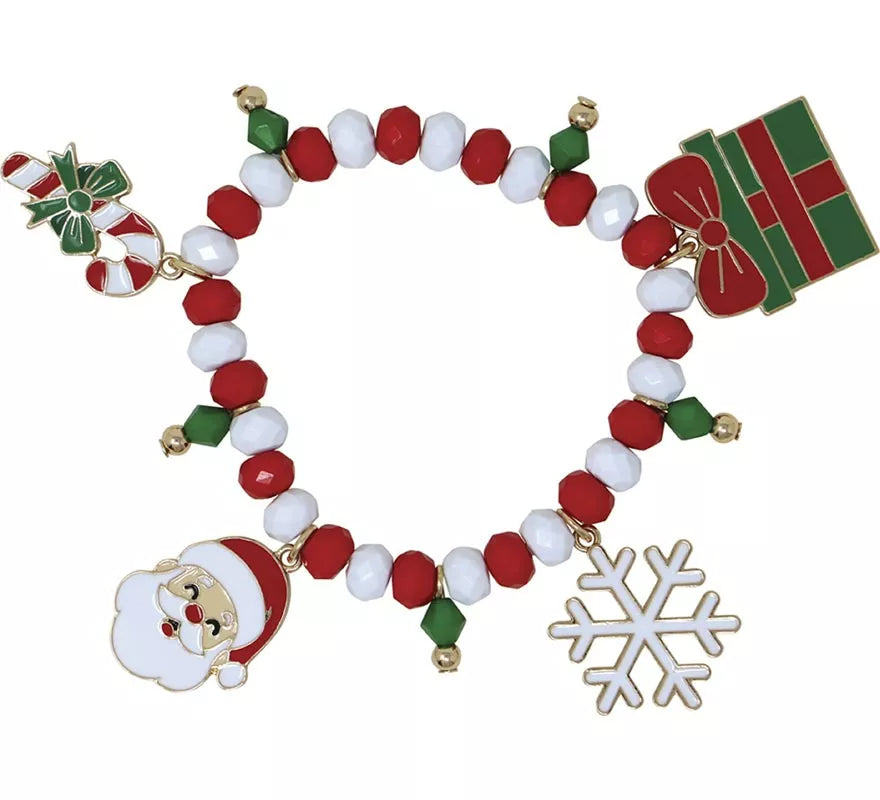 Translation missing: fr.Pulsera roja y blanca con Colgantes de Papá Noel