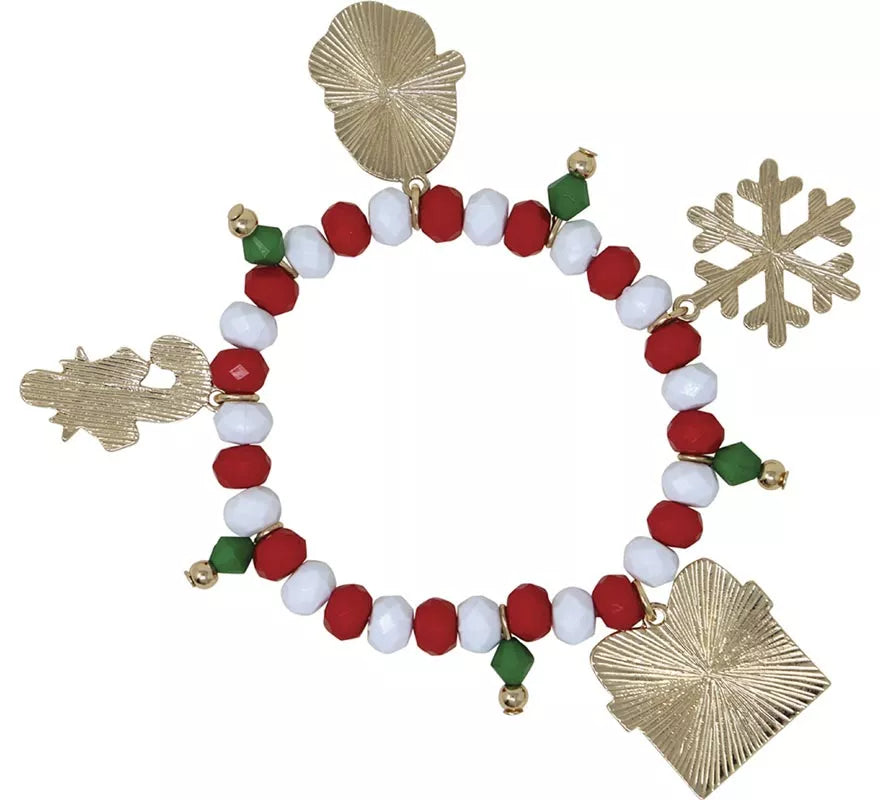 Translation missing: fr.Pulsera roja y blanca con Colgantes de Papá Noel