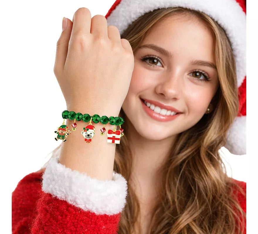 Translation missing: fr.Pulsera verde con Colgantes de Papá Noel y Campana