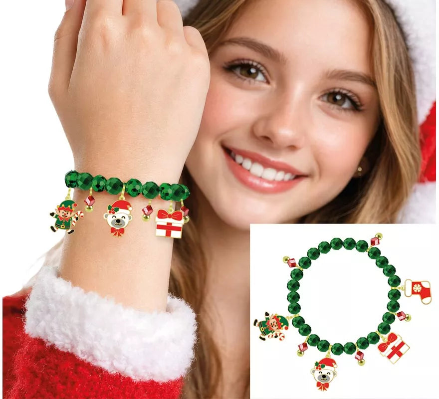 Translation missing: fr.Pulsera verde con Colgantes de Papá Noel y Campana