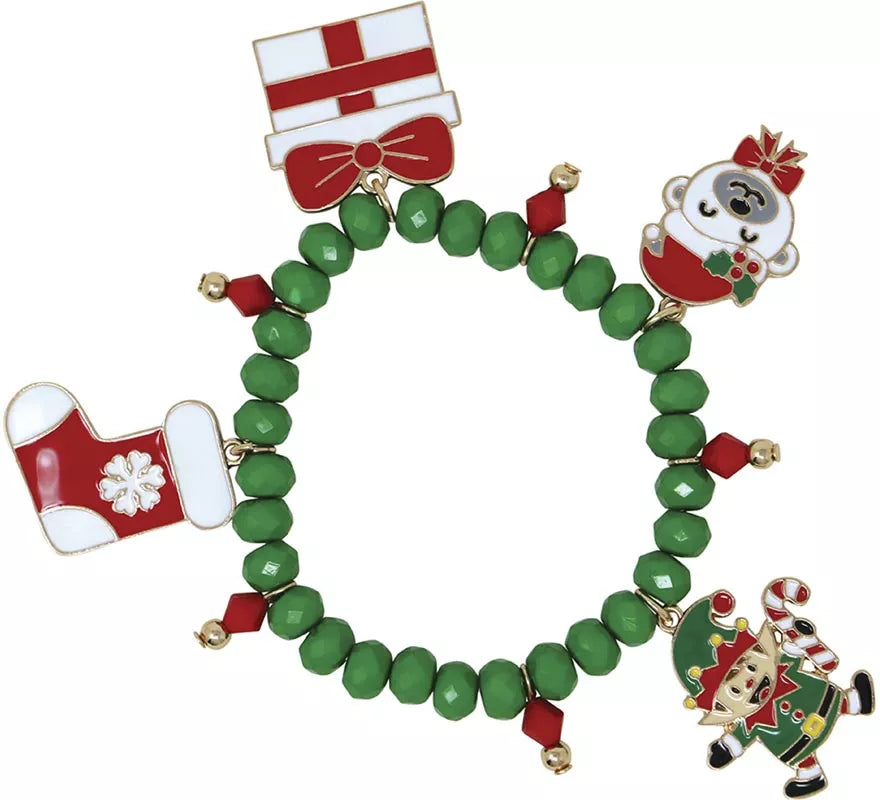 Translation missing: fr.Pulsera verde con Colgantes de Papá Noel y Campana