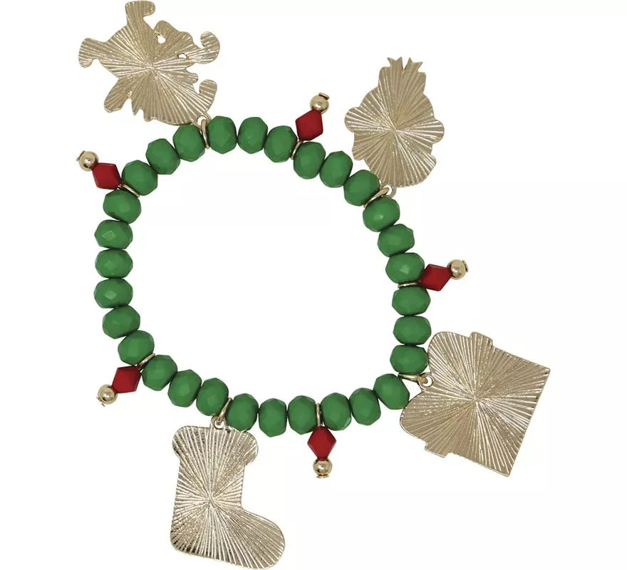 Translation missing: fr.Pulsera verde con Colgantes de Papá Noel y Campana