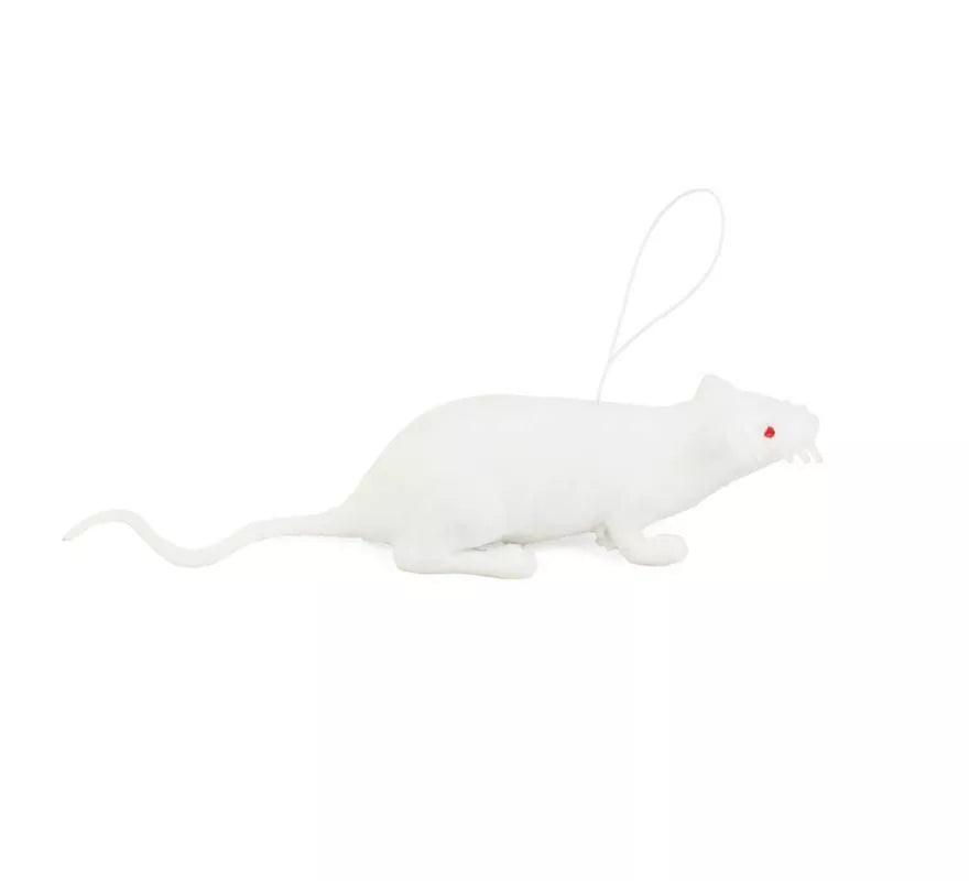 Translation missing: fr.Ratón blanco con cuerda de plástico de 11 cm