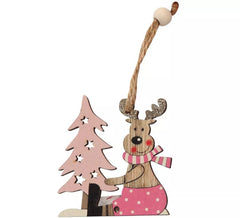 Renne avec Arbre en Bois Suspendu 7 cms
